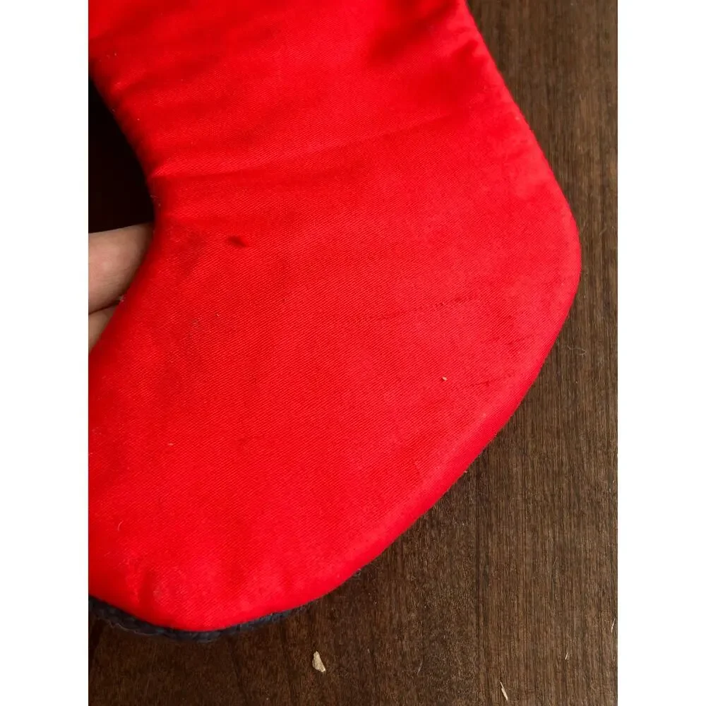 Vintage STEINWINDER needlepoint Christmas stocking candy cane motif